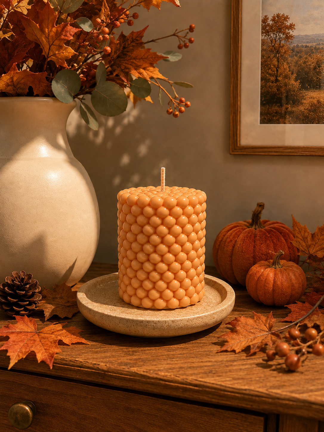 Pumpkin spice bubble candle