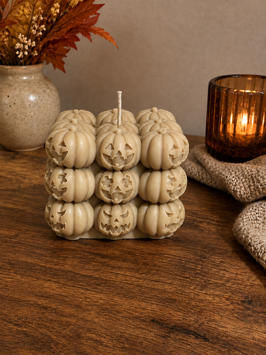 Pumpkin bubble candle