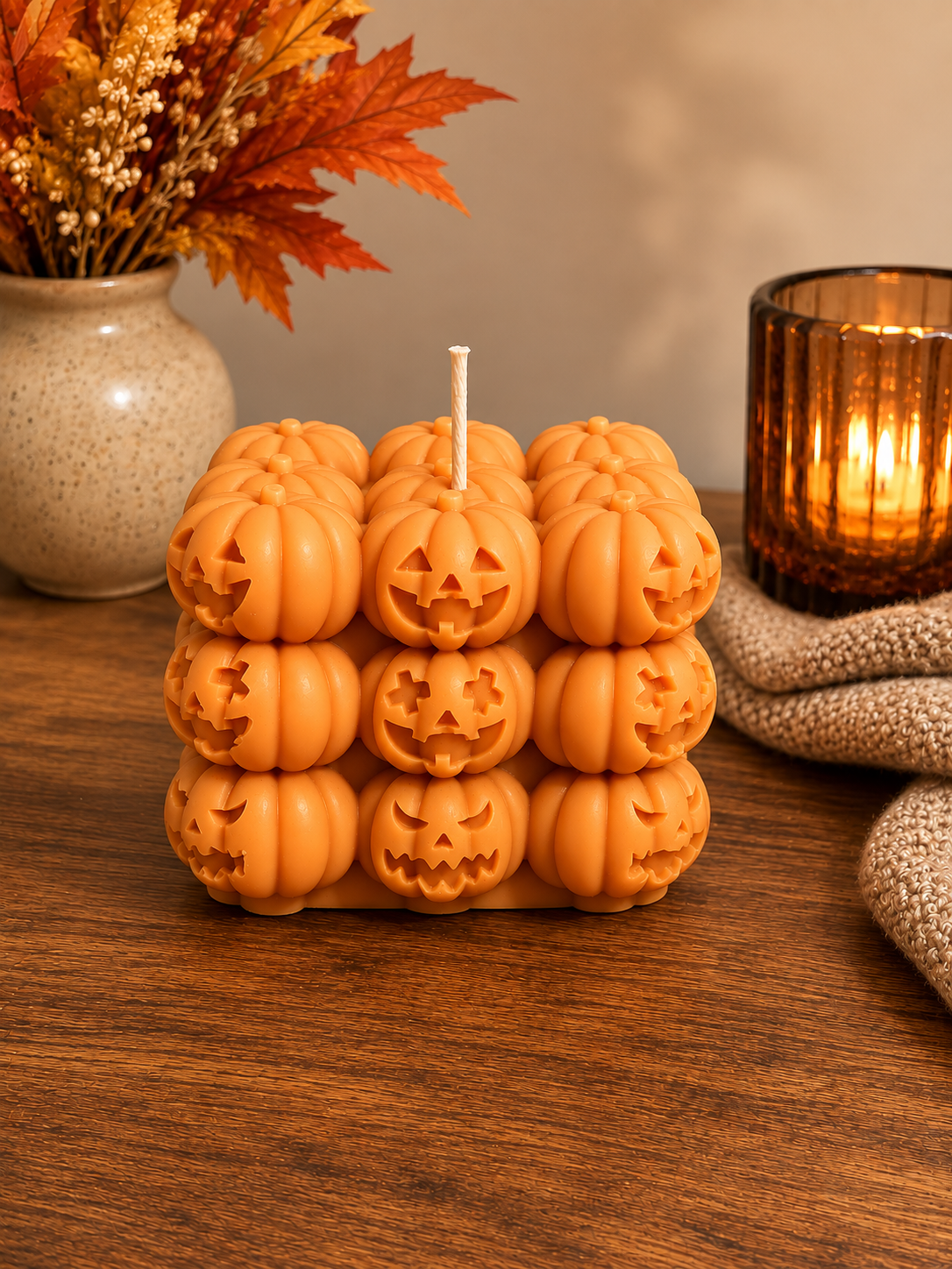 Pumpkin bubble candle